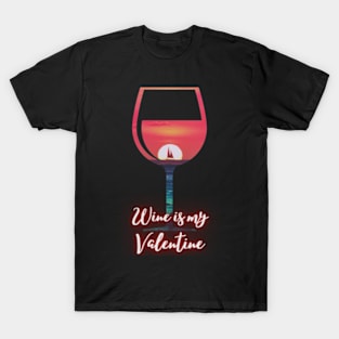 Glowing Wine Glass Sunset T-Shirt